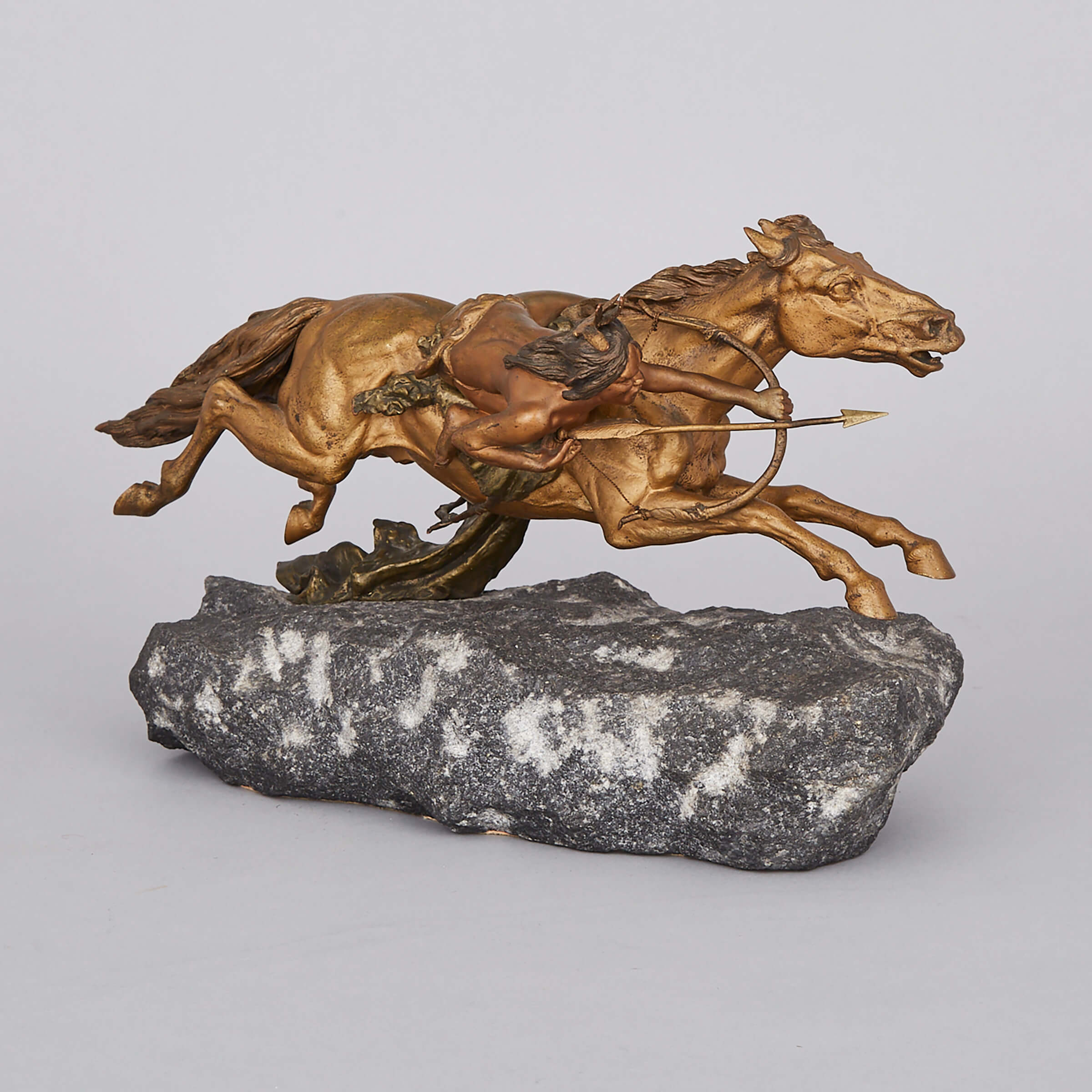Franz Bergman Cold Painted Bronze Native Equestrian Group, c.1920
