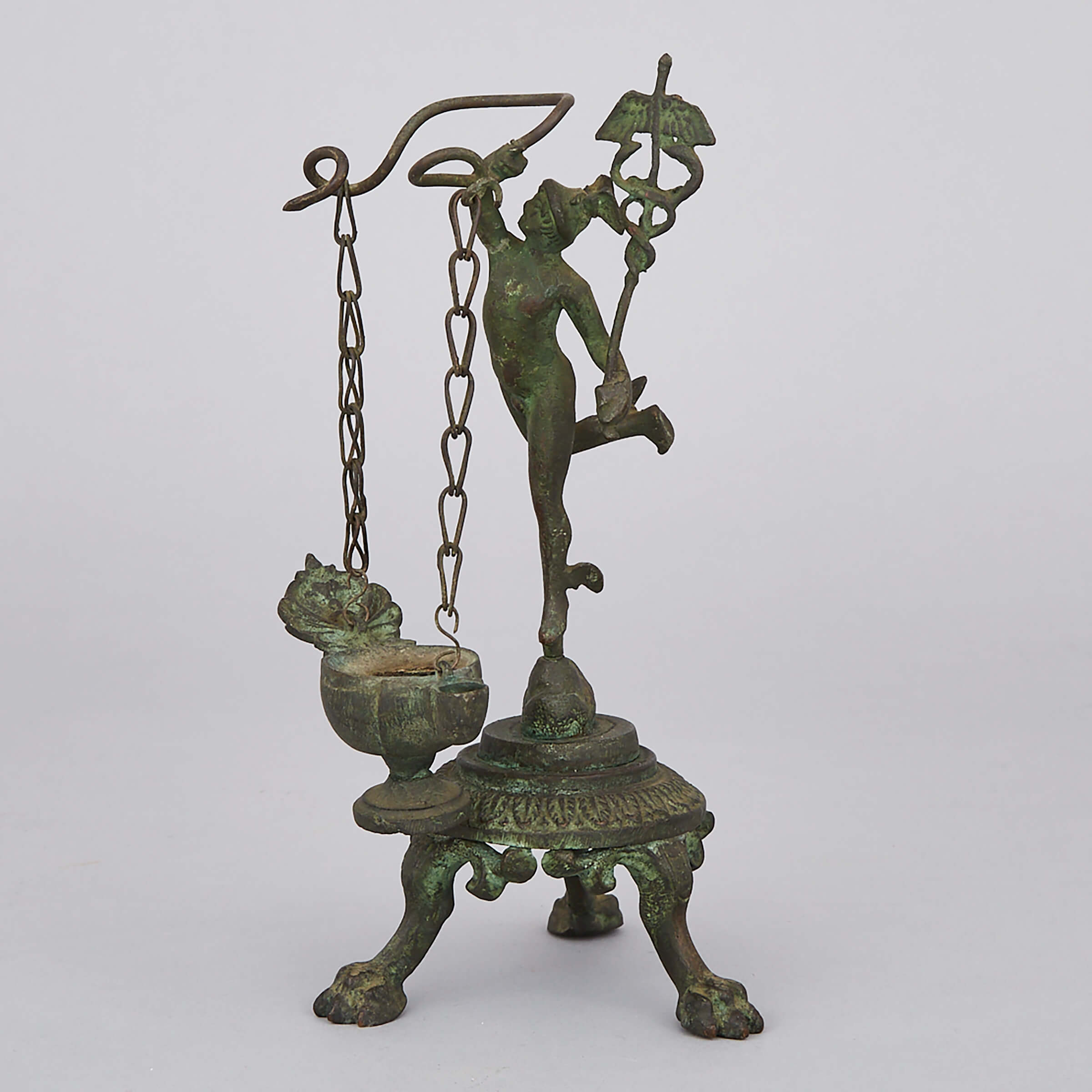 After the Ancient Bronze Grand Tour Figural Oil Lamp, 19th/early 20th century