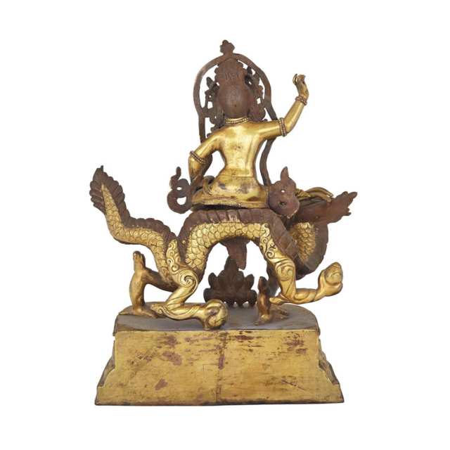 Unusual Gilt Bronze Figure of White Vaishravana, Sino-Tibetan, 18th/19th Century