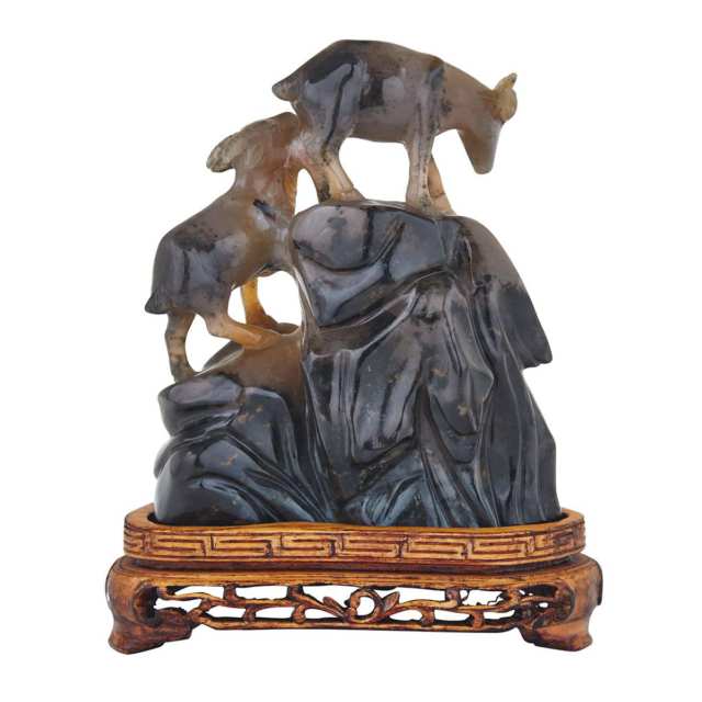 Agate Carved Goat Group