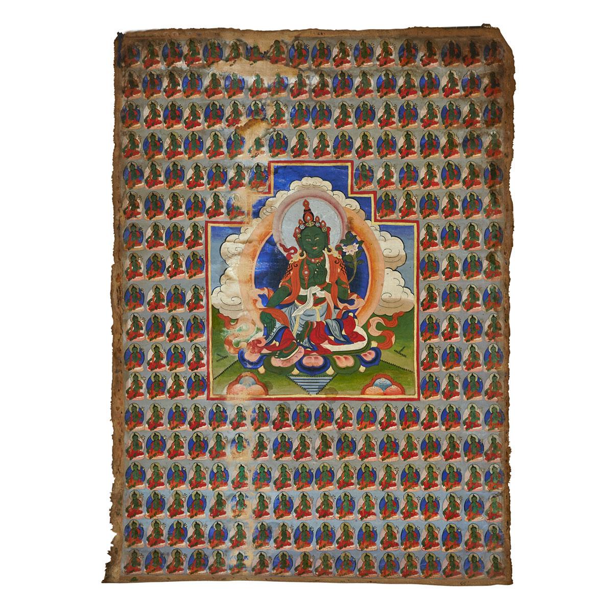 Thangka of Green Tara, Tibet, 19th Century
