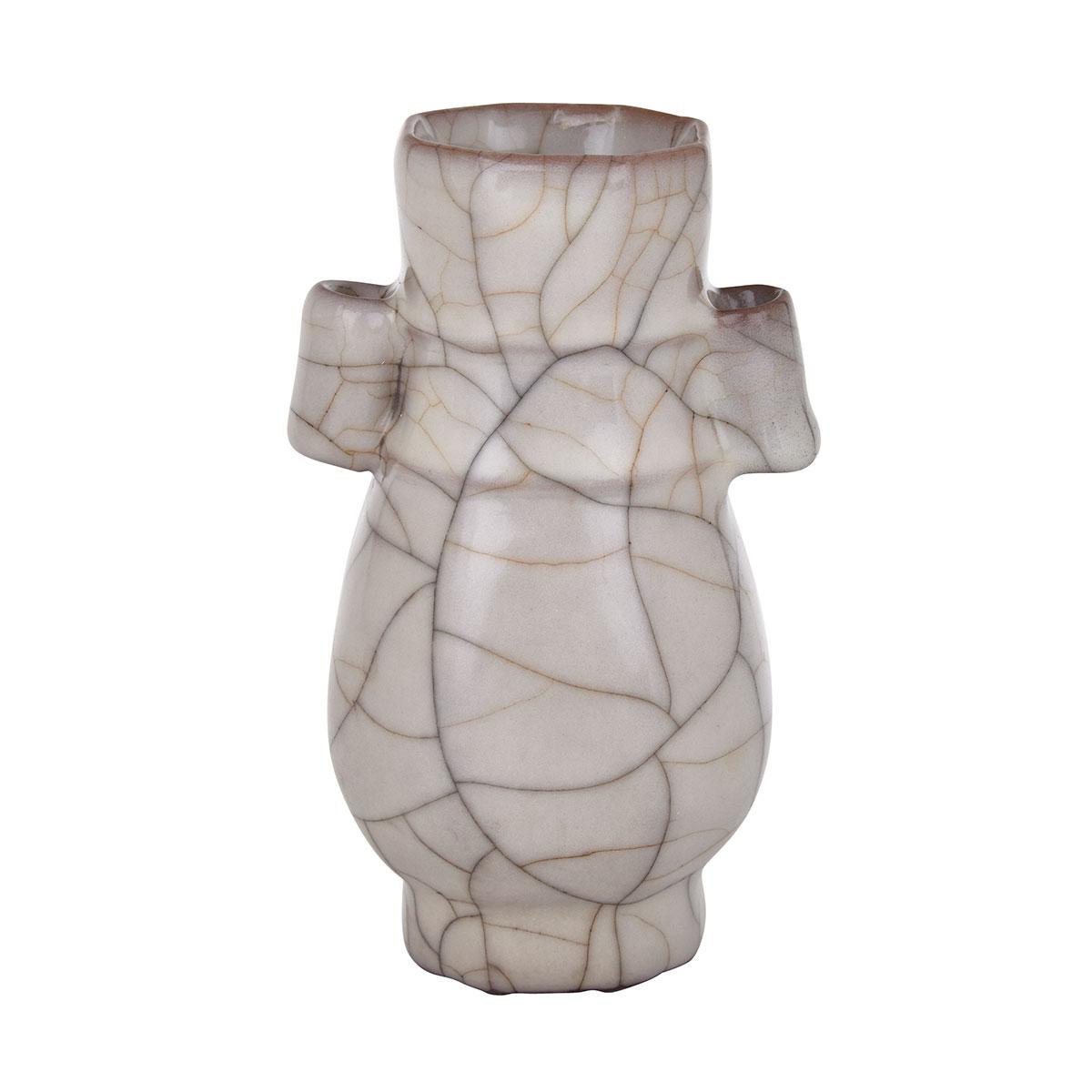 Small Guan-Type Hexagonal Hu Vase, Qing Dynasty or Earlier