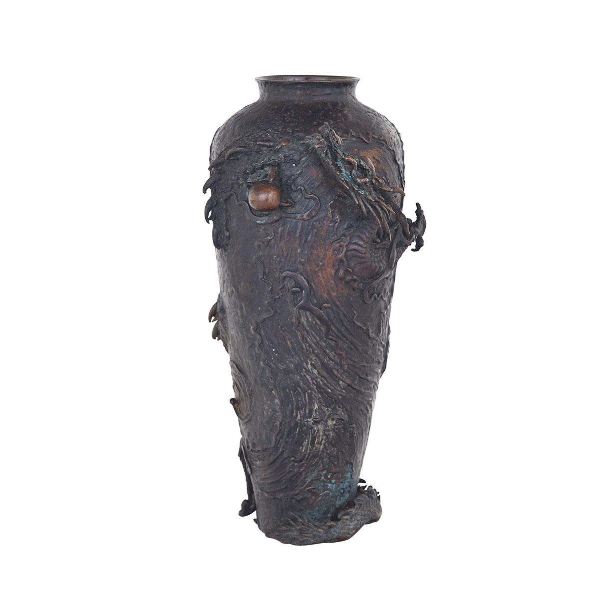 Bronze Dragon Vase, Meiji Period, Circa 1900