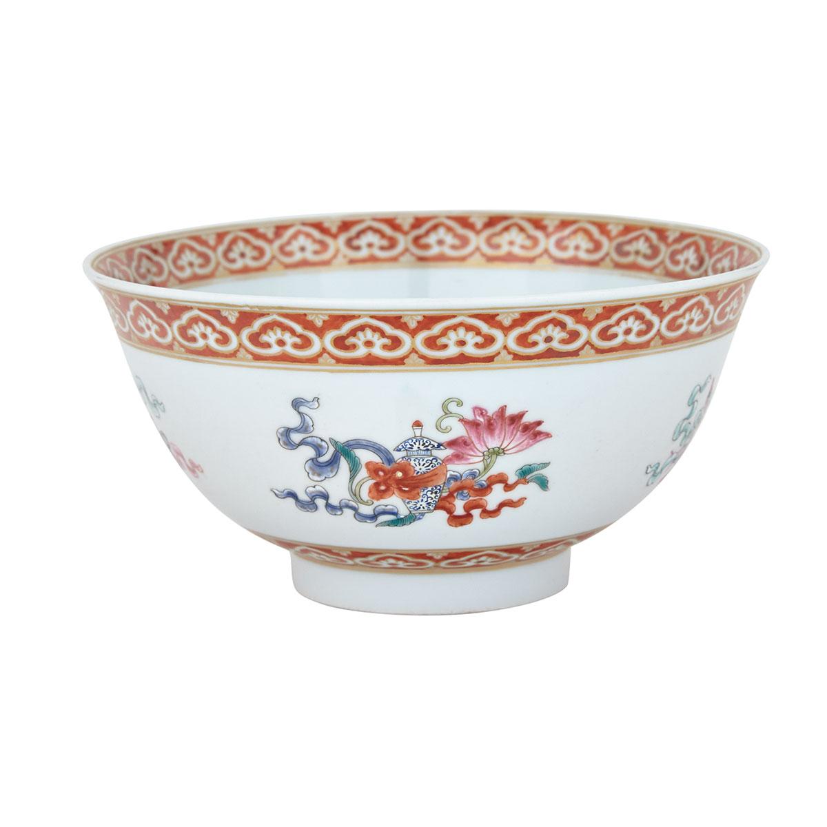 Famille Rose ‘Buddhist Emblem’ Bowl, Guangxu Mark and Period (1875-1908)