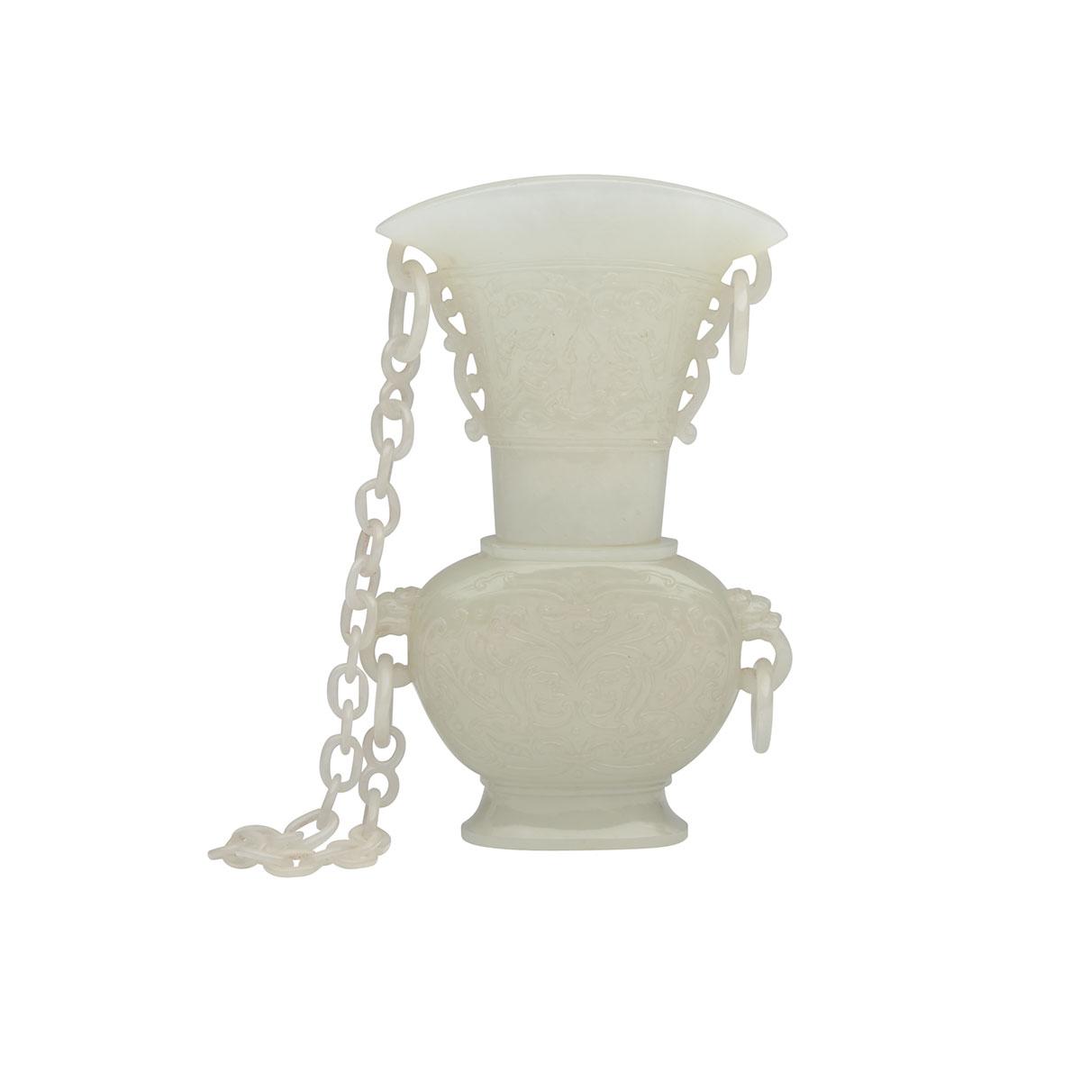 White Jade Two-Piece Vase, Early 19th Century