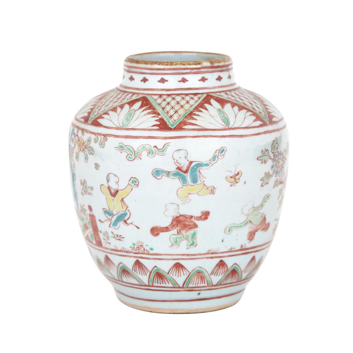 Wucai ‘Boys’ Guan Jar, 17th Century