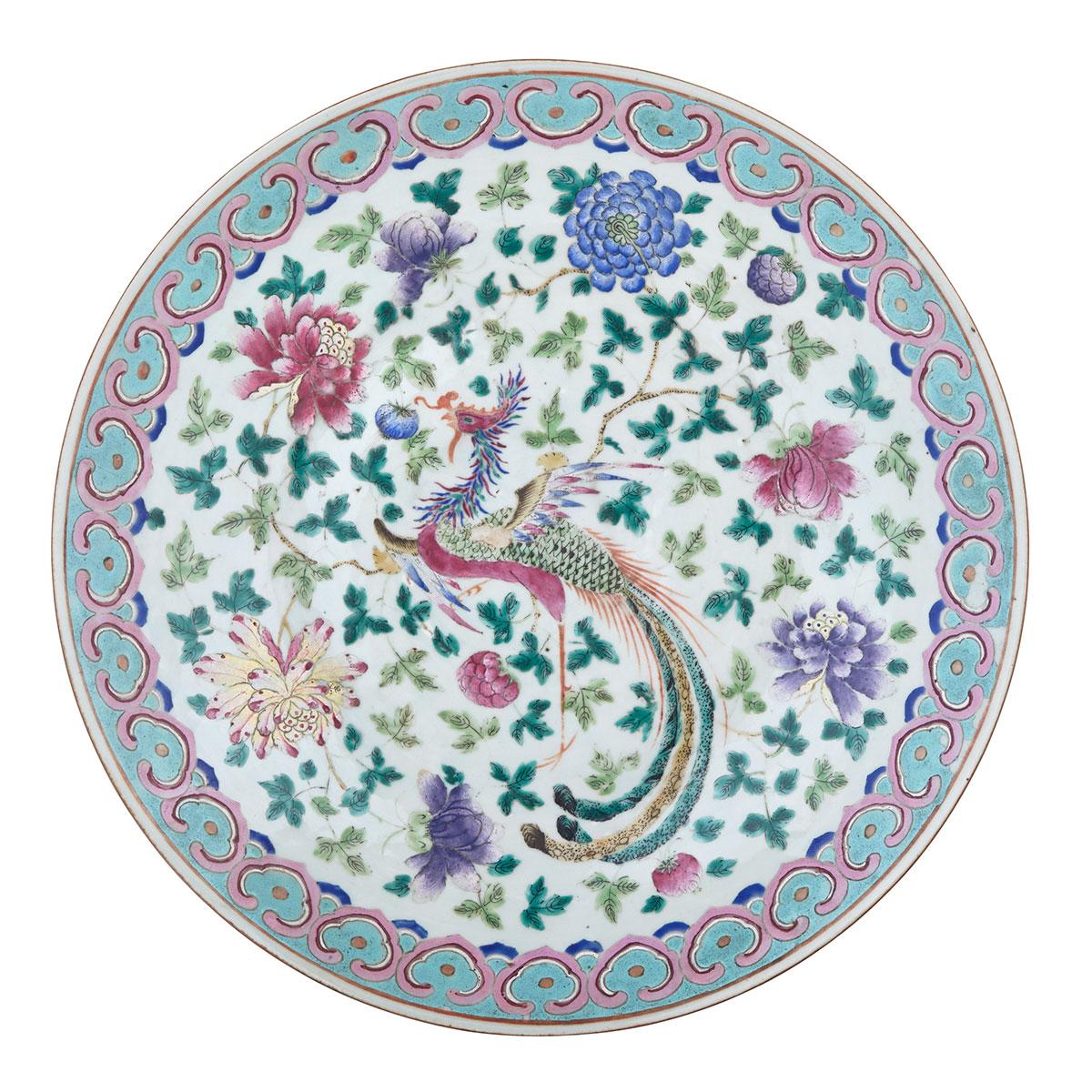 Large Famille Rose Nonya Phoenix Charger Guangxu Period (1875-1908)