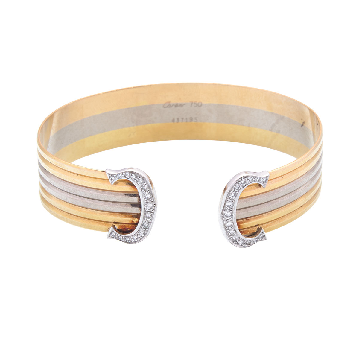 Cartier 18k Yellow And White Gold Open Bangle