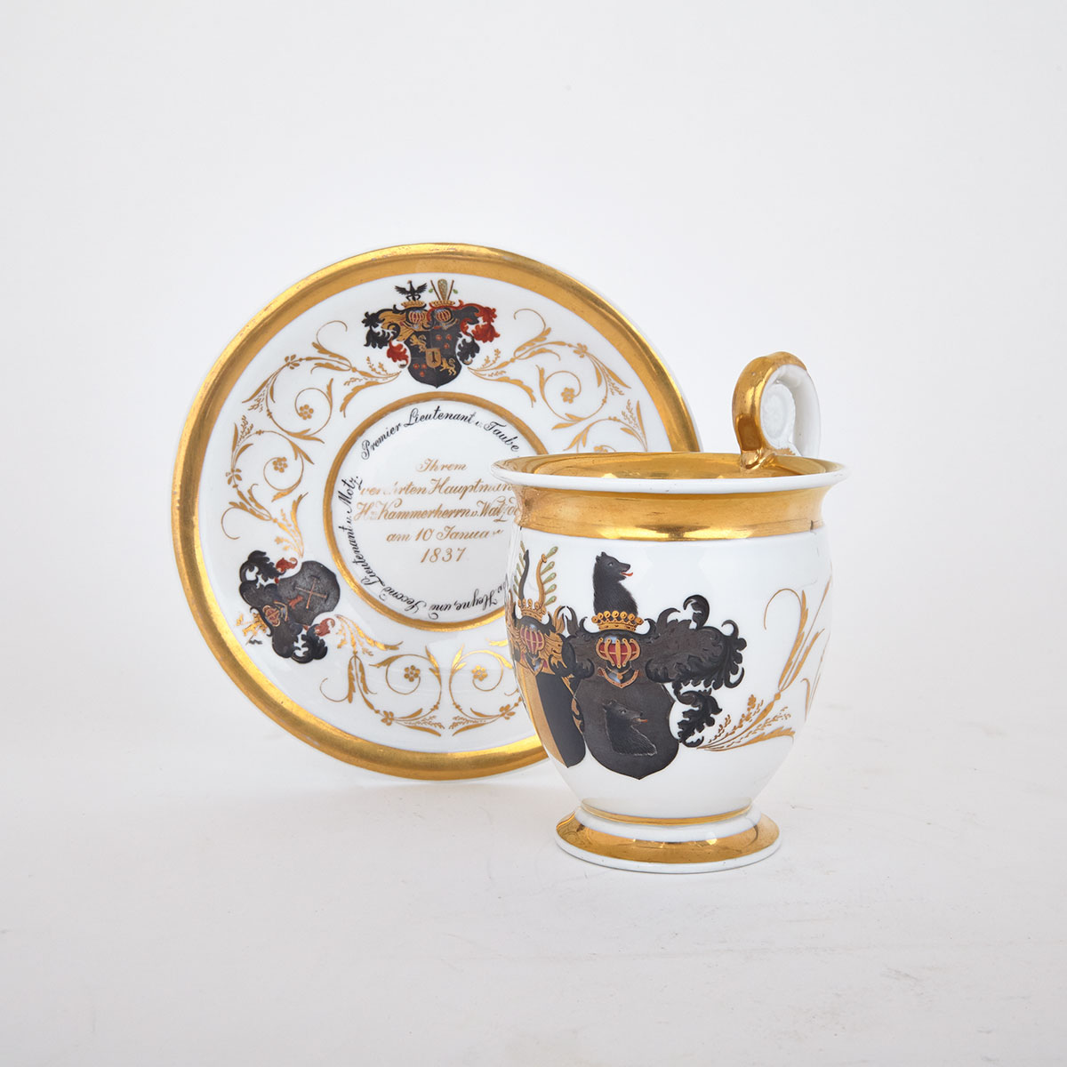 Berlin Armorial Cup and Saucer, 1837