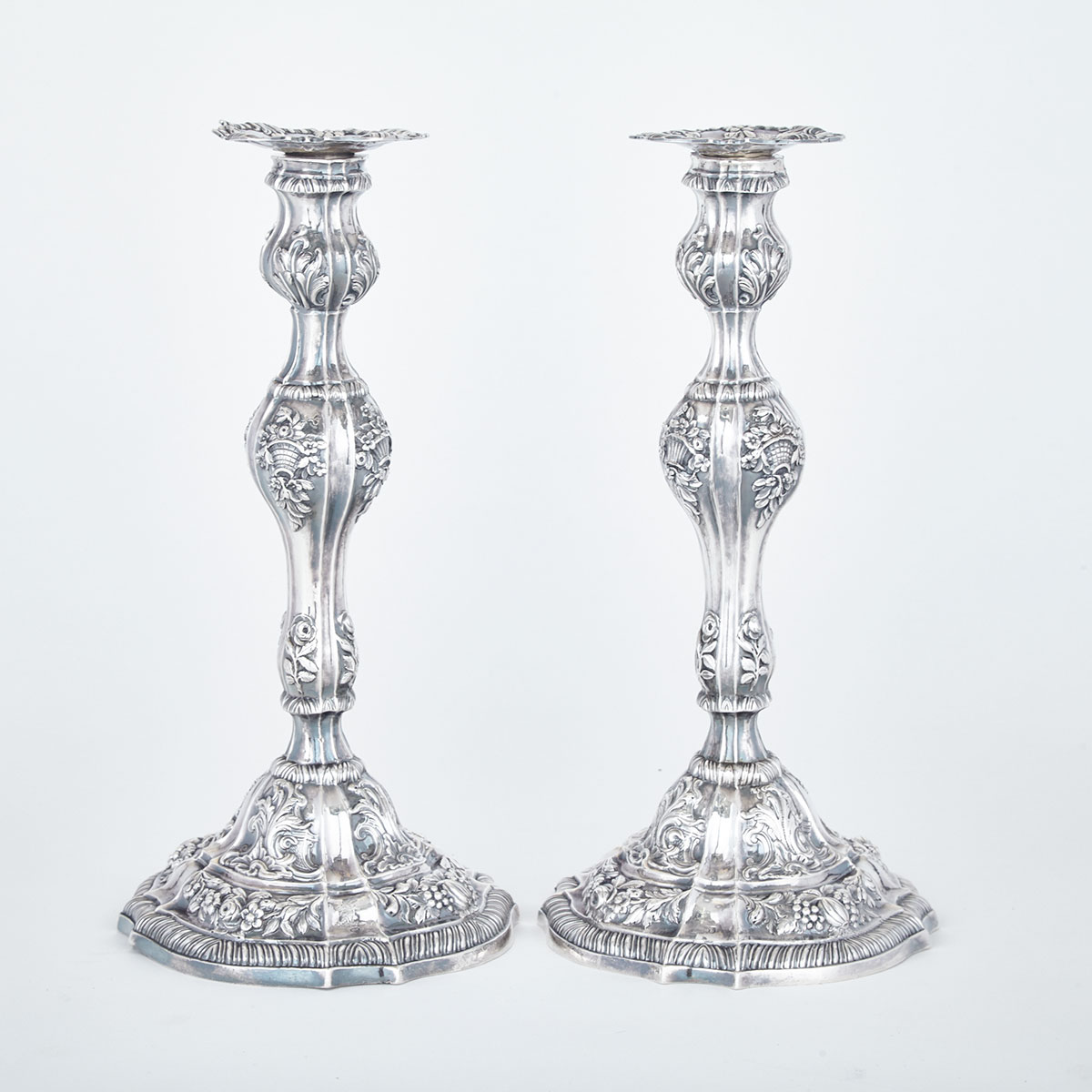 Pair of George III Silver Table Candlesticks, William Tuite, London, 1765