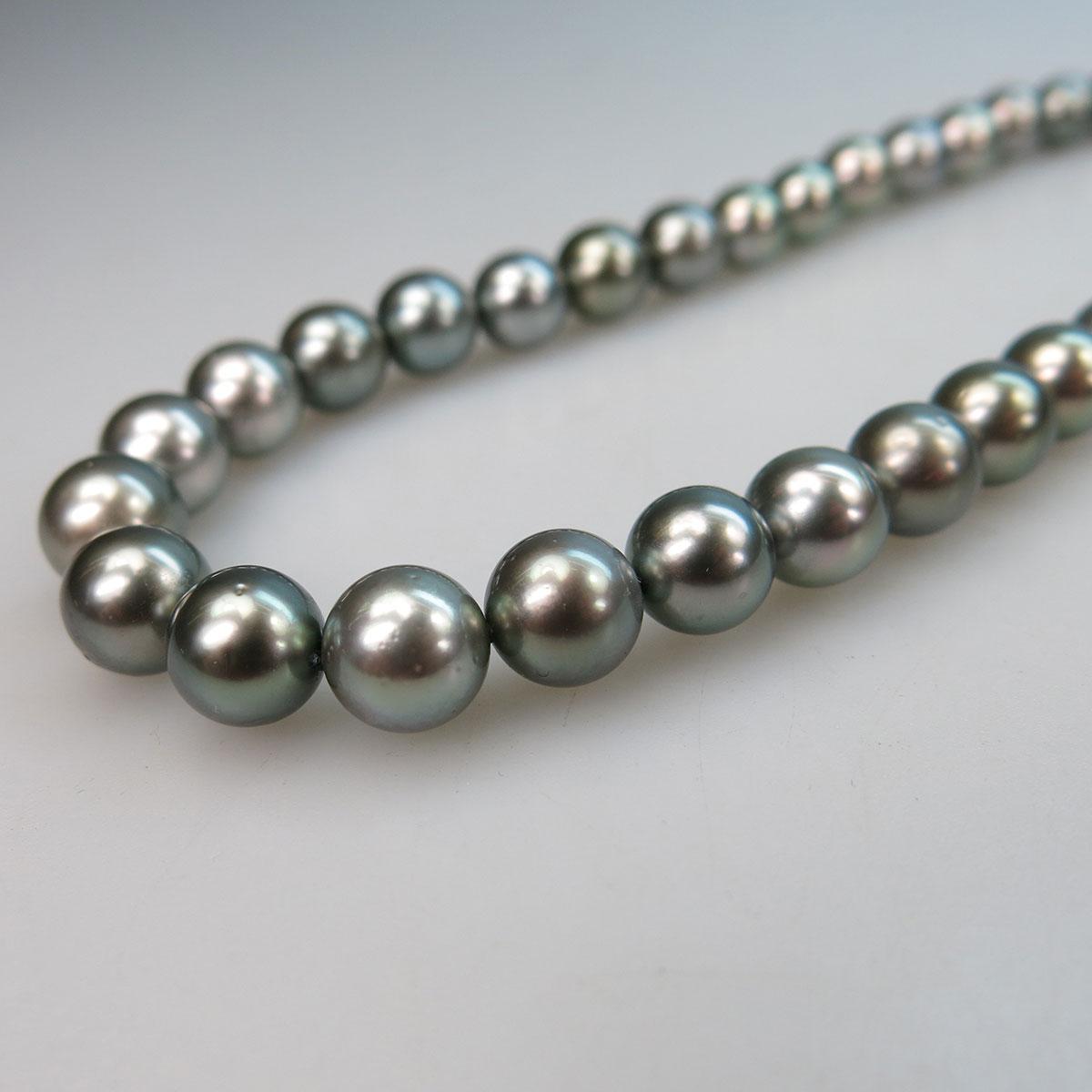Single Graduated Strand Of Grey Cultured Pearls