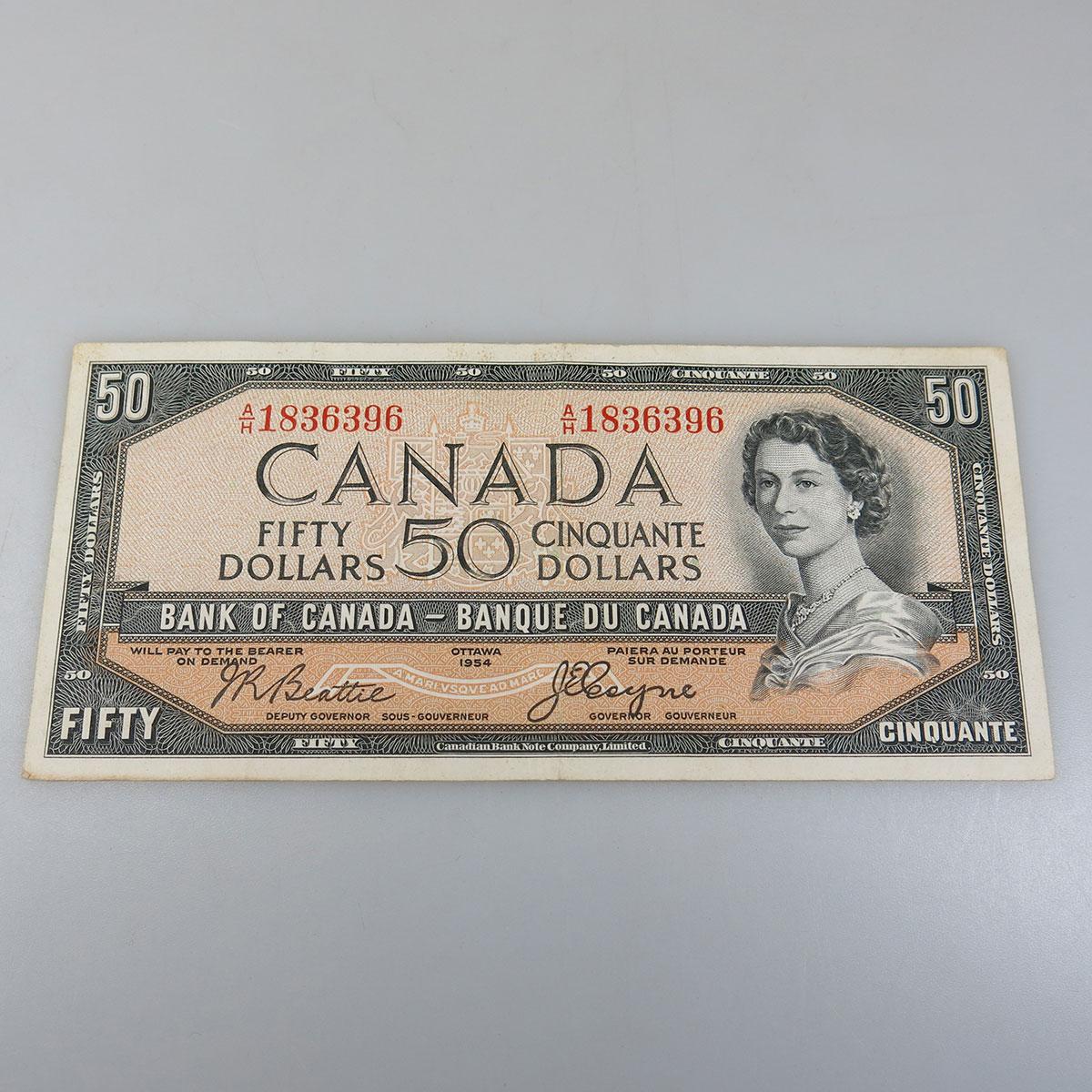 Canadian 1954 “Devil’s Face” $50 Bank Note