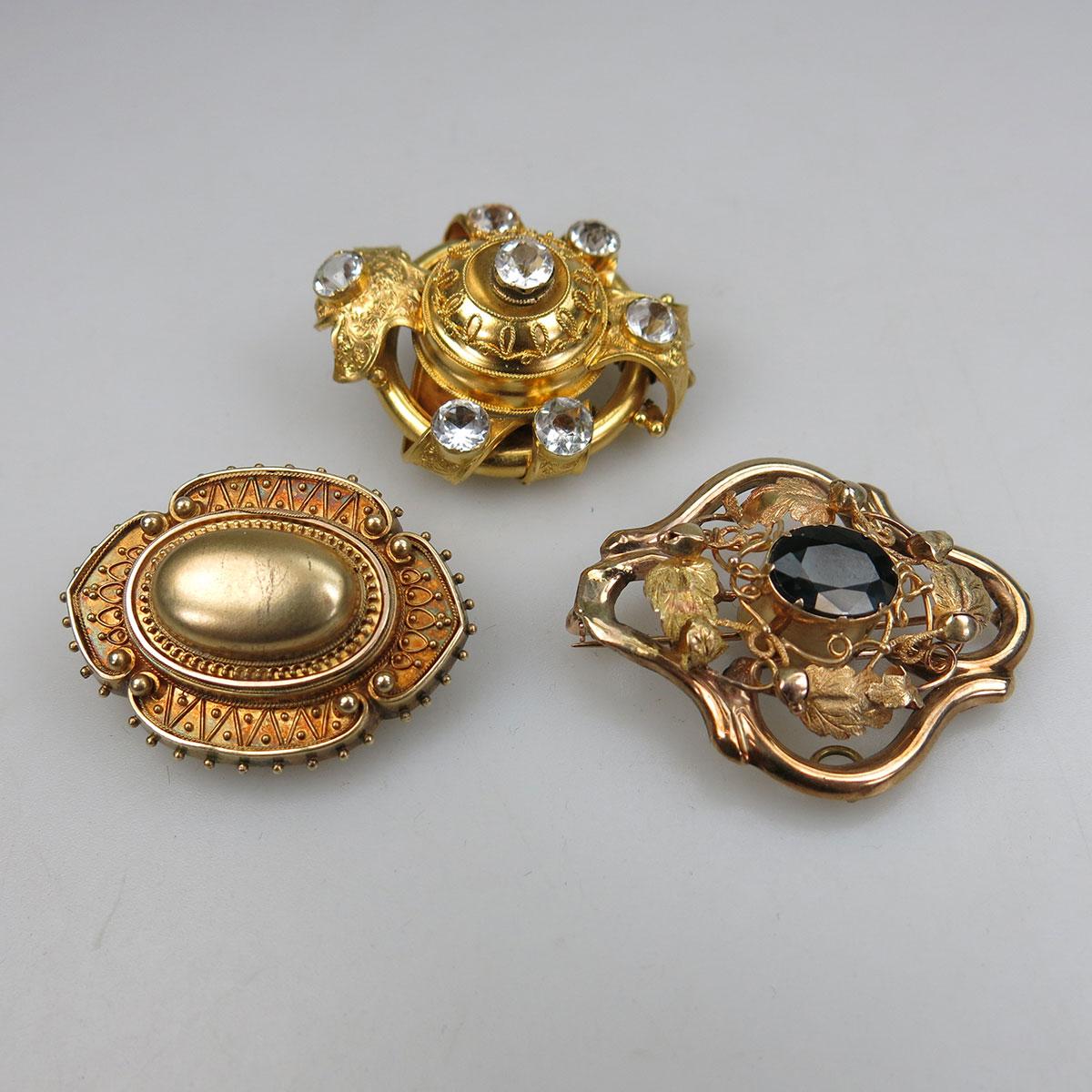 Three Victorian Gold Brooches