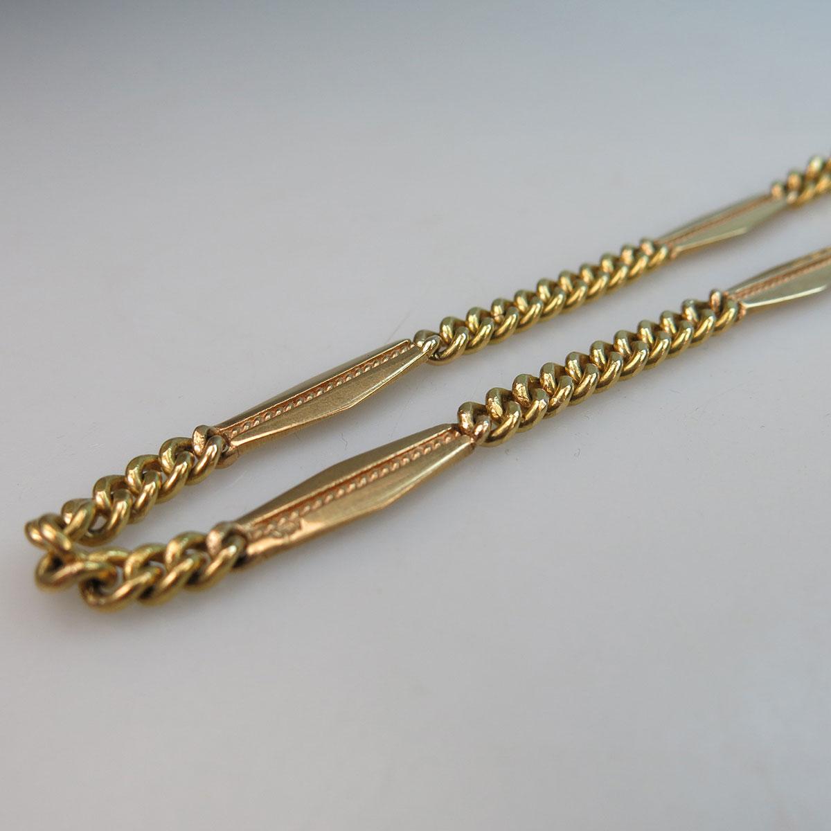 18k Yellow Gold Curb And Bar Link Chain