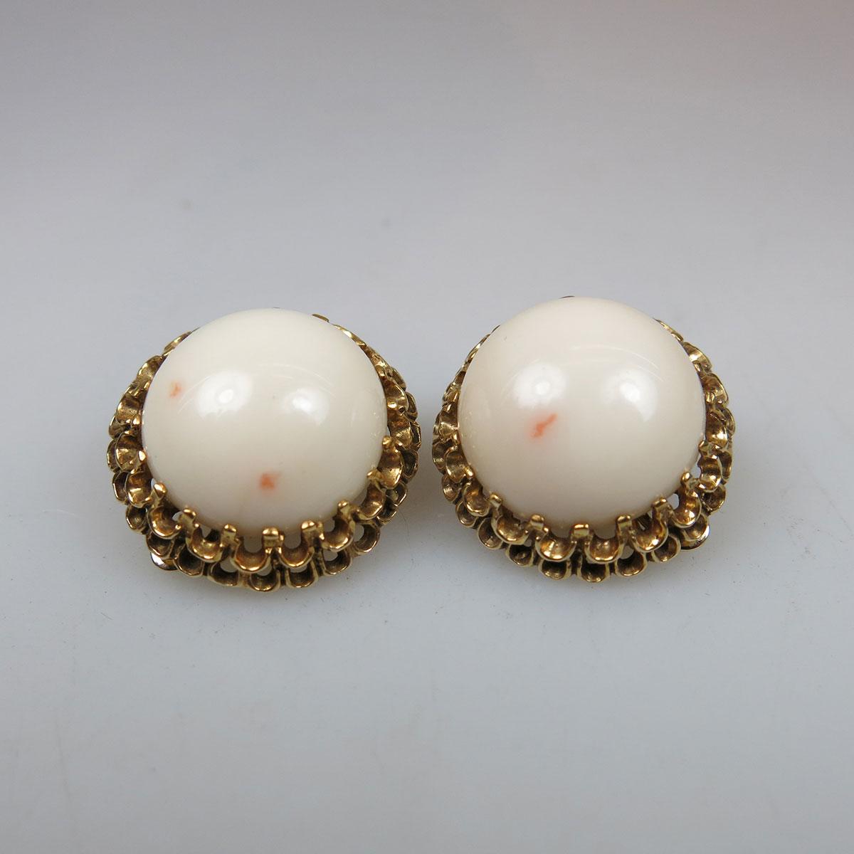 Pair Of 14k Yellow Gold Button Earrings