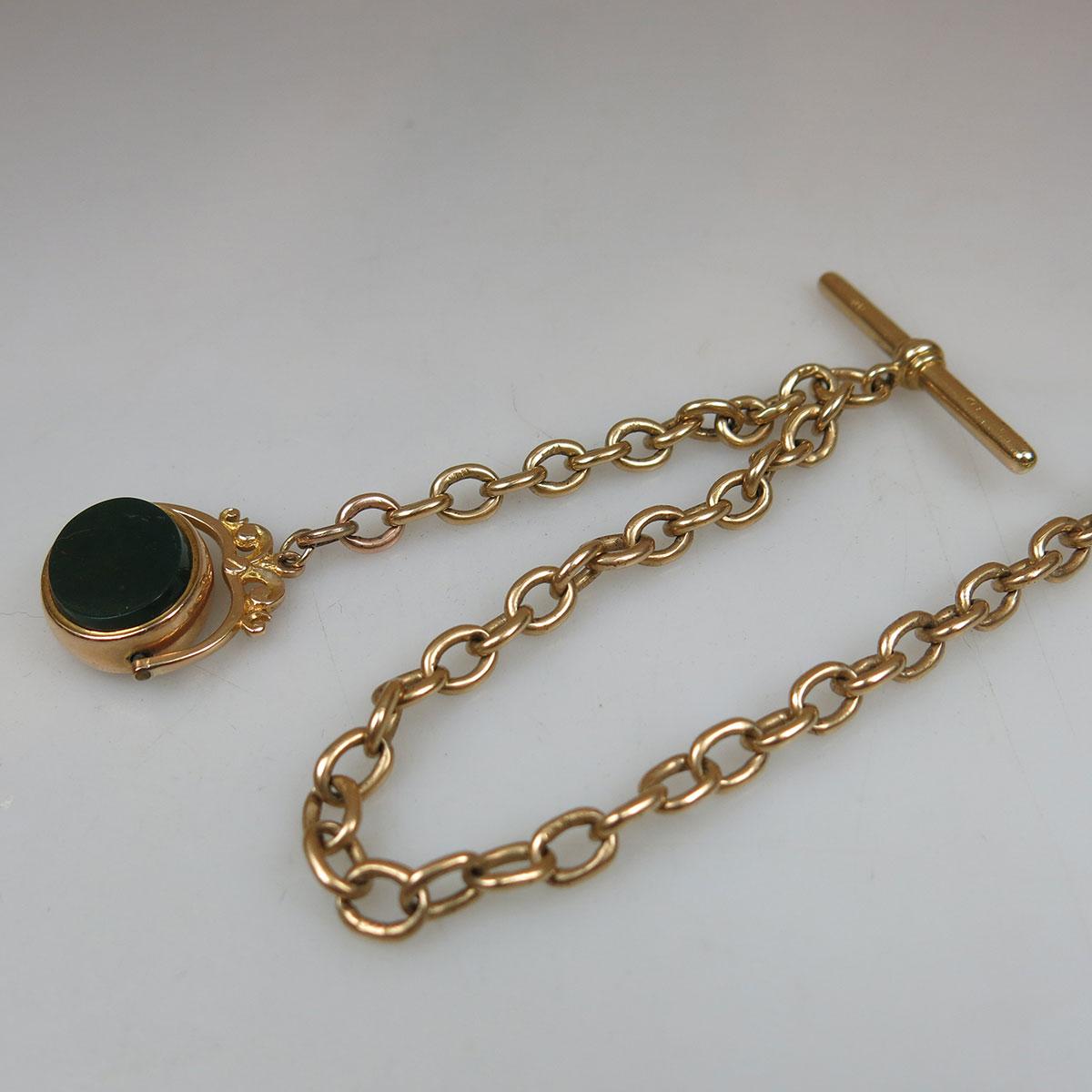 English 18k Yellow Gold Oval Link Watch Chain