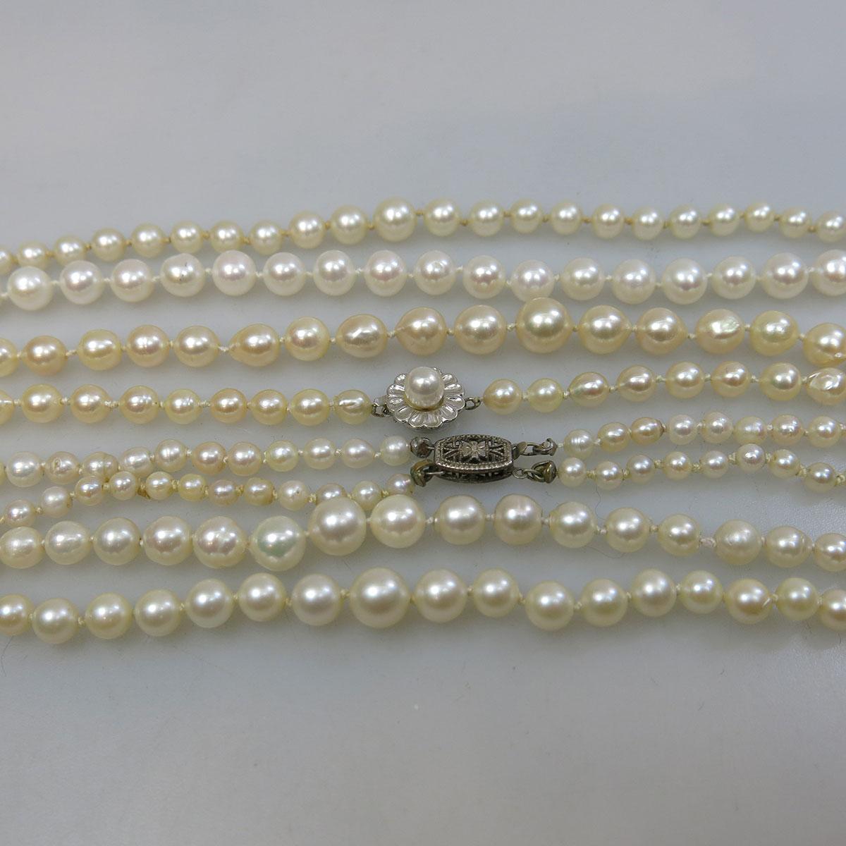4 Various Strands Of Cultured Pearls