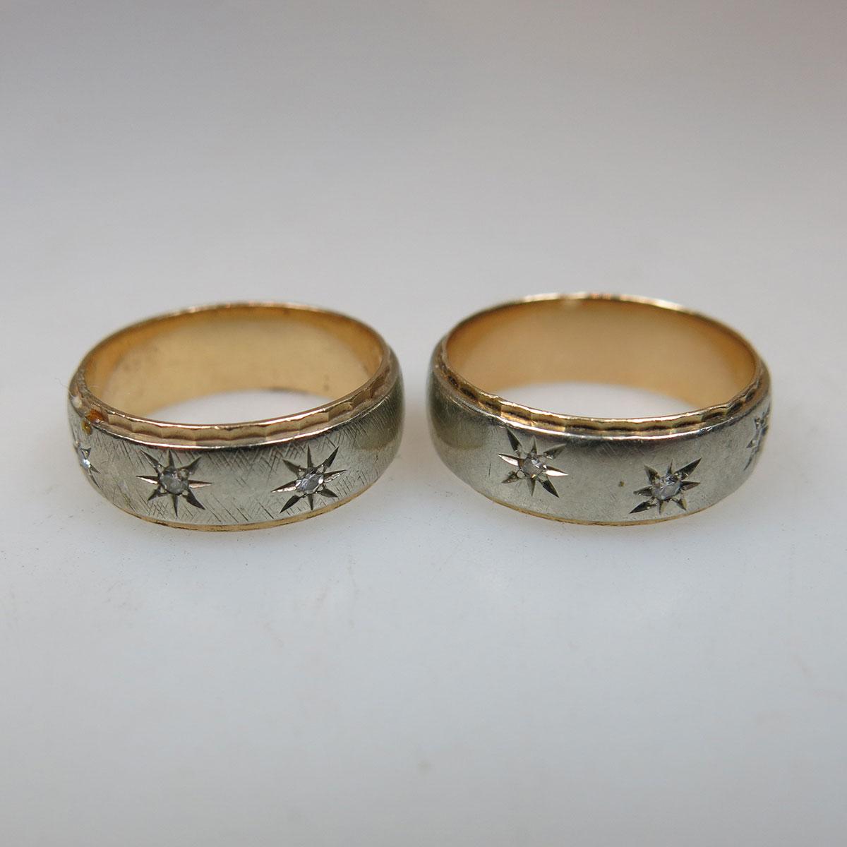 2 x 14k Yellow Gold And White Gold Bands