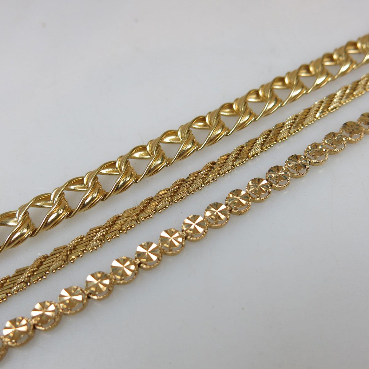 3 x 14k Yellow Gold Bracelets
