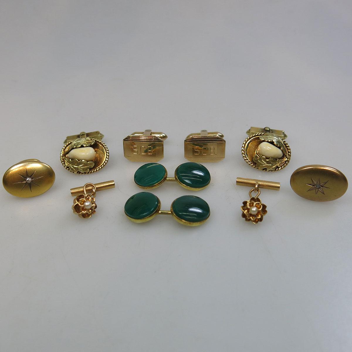 5 Various Pairs Of Gold Cufflinks