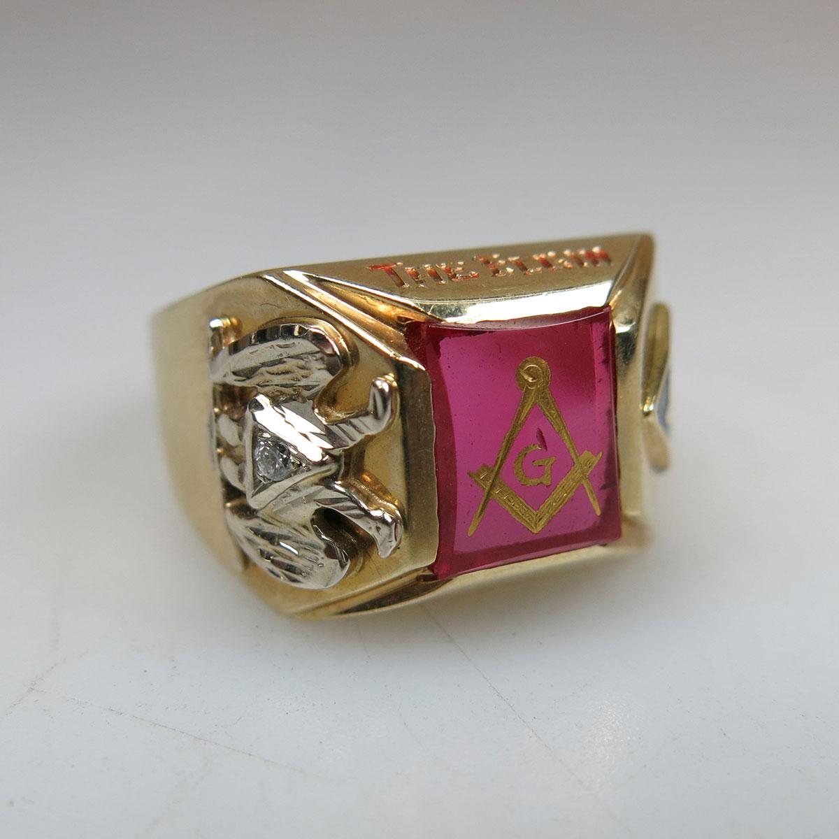 10k Yellow And White Gold Masonic Ring