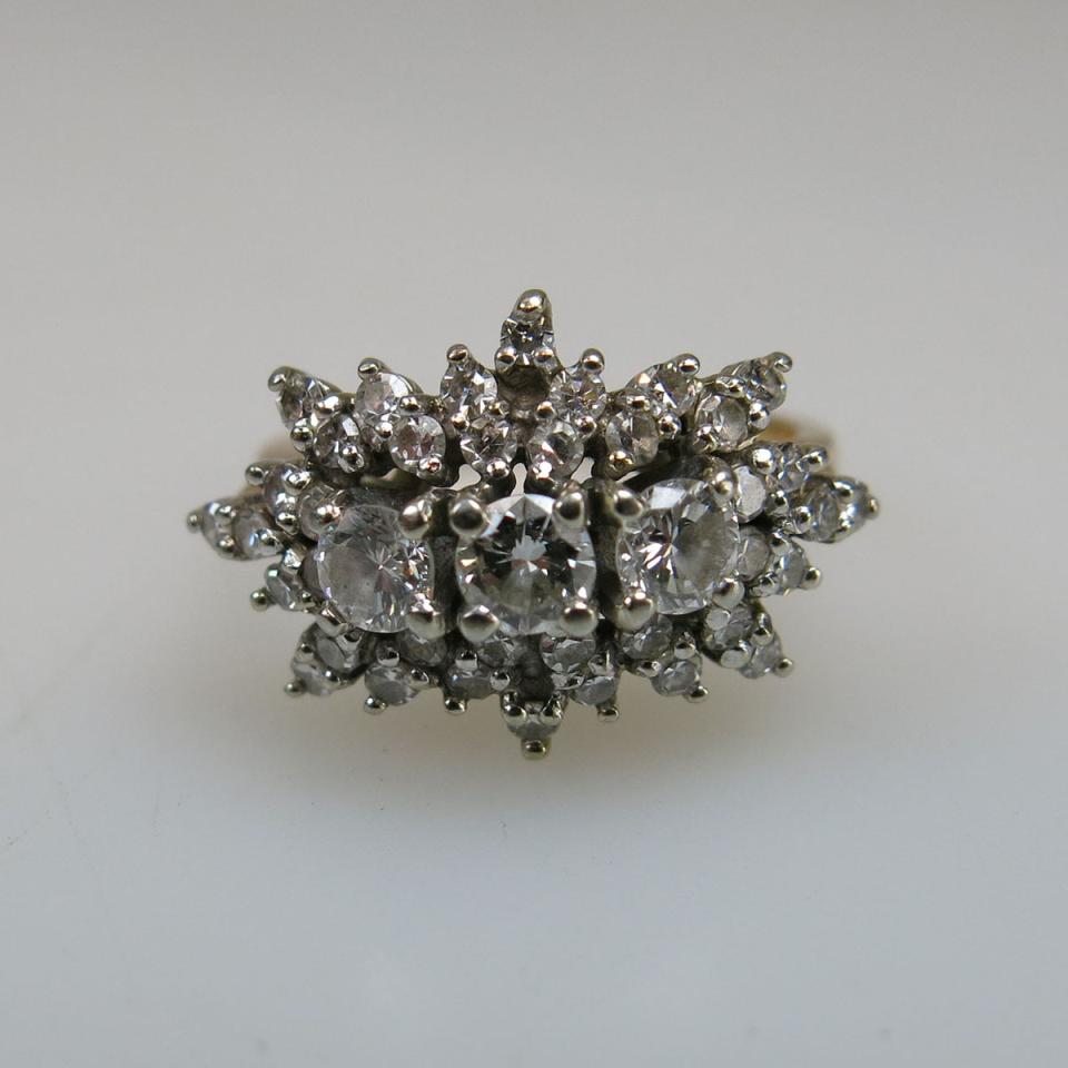 14k Yellow And White Gold Cluster Ring