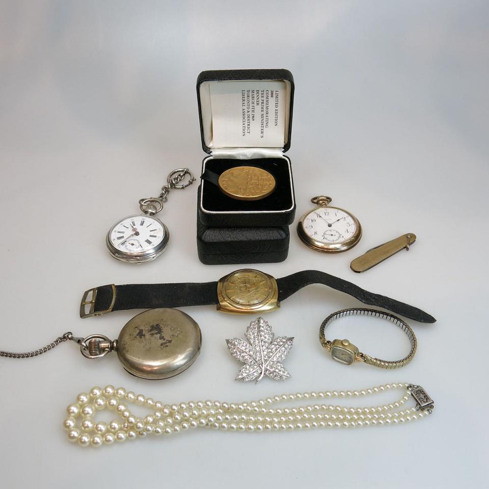 Small Quantity Of Costume & Gold-Filled Jewellery, Pocket Watches & Wristwatches; Etc