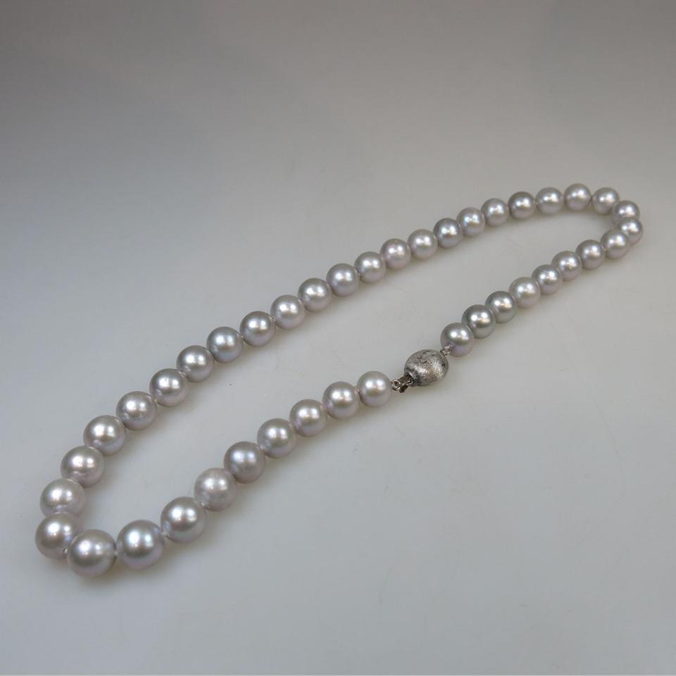 Single Strand Of Gray Cultured Pearls