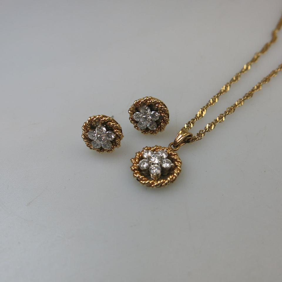 14k Yellow Gold Pendant  And Earrings