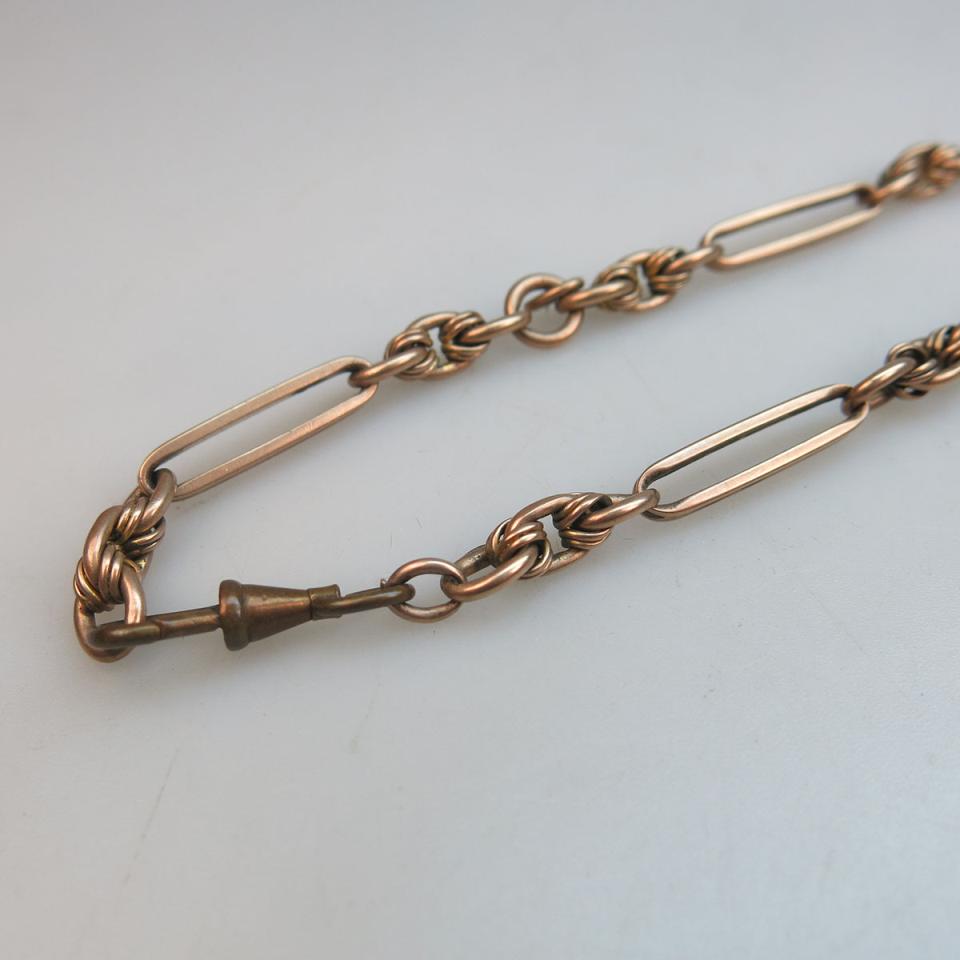 9k Rose Gold Bar And Oval Link Watch Chain
