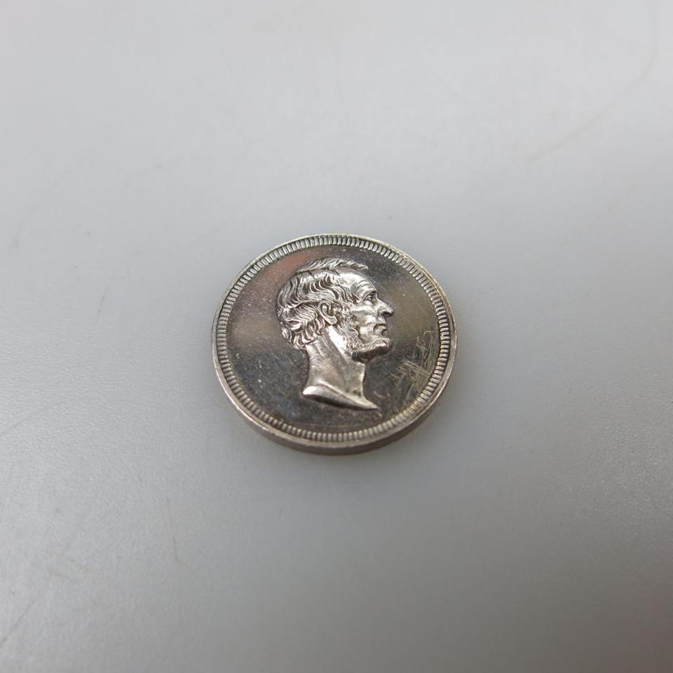 Small Silver Medallion Commemorating The Lincoln Assassination