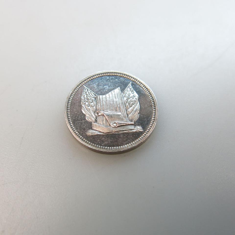Small Silver Medallion Commemorating The Lincoln Assassination