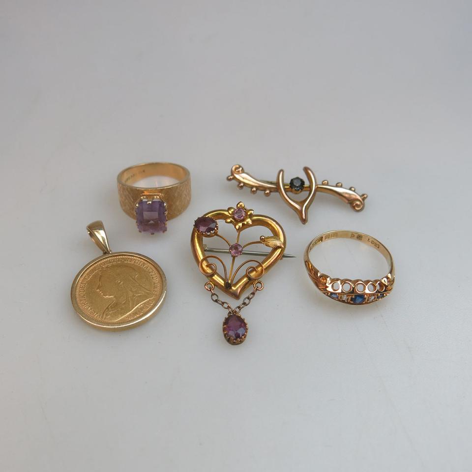 Five Items Of Gold Jewellery