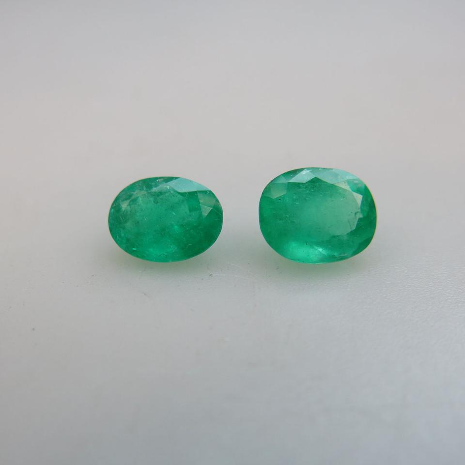 Two Unmounted Oval Cut Emeralds
