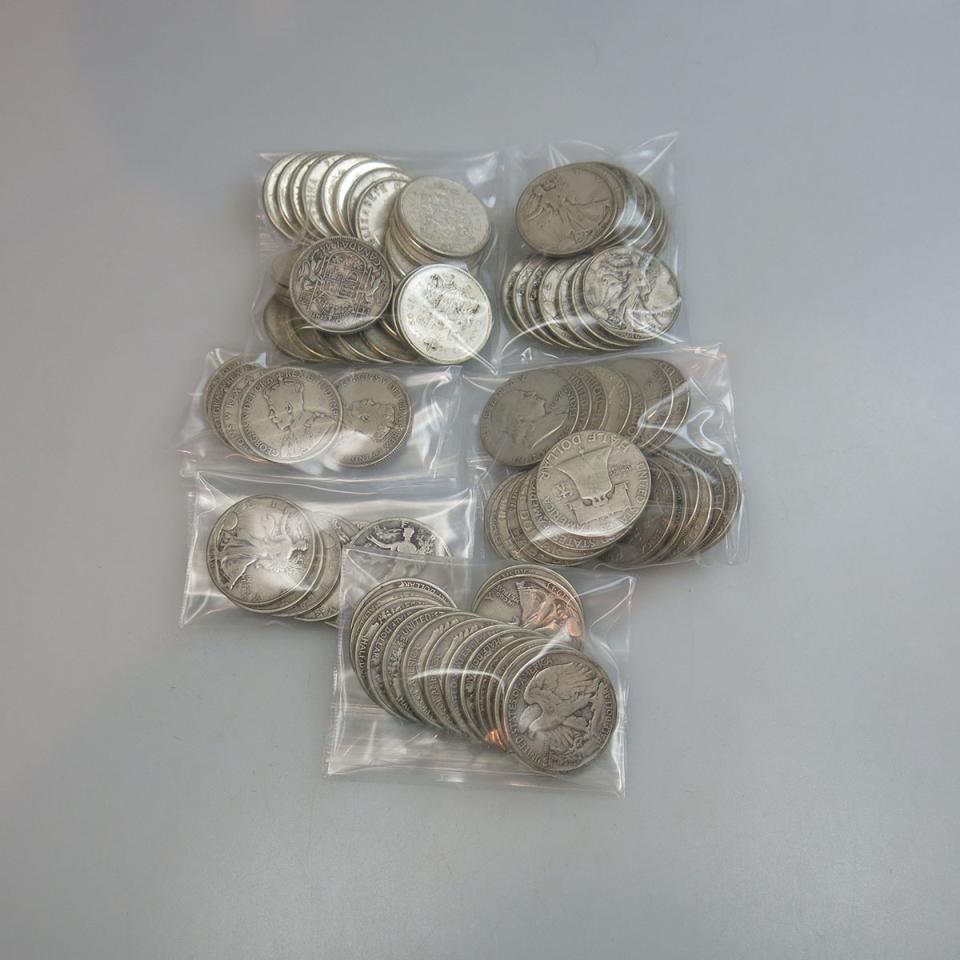 31 Canadian Silver Half Dollars And 56 American Silver Half Dollars