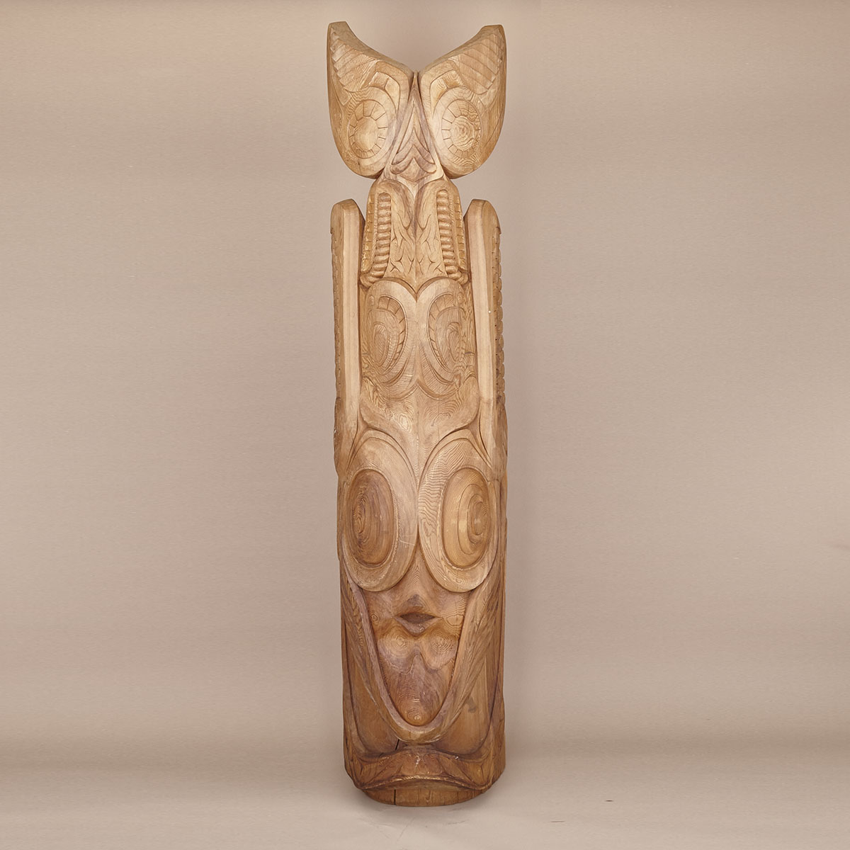FINELY CARVED NORTHWEST COAST BREACHING WHALE TOTEM POLE