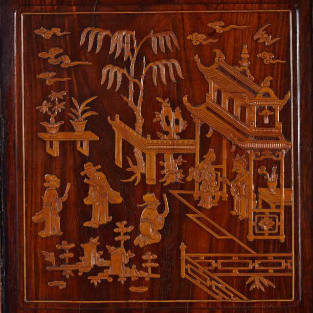 Huali and Boxwood Inlay Cabinet, 19th Century