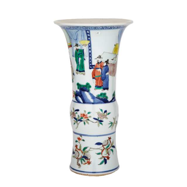 Wucai Beaker Vase, Gu, Late Qing Dynasty