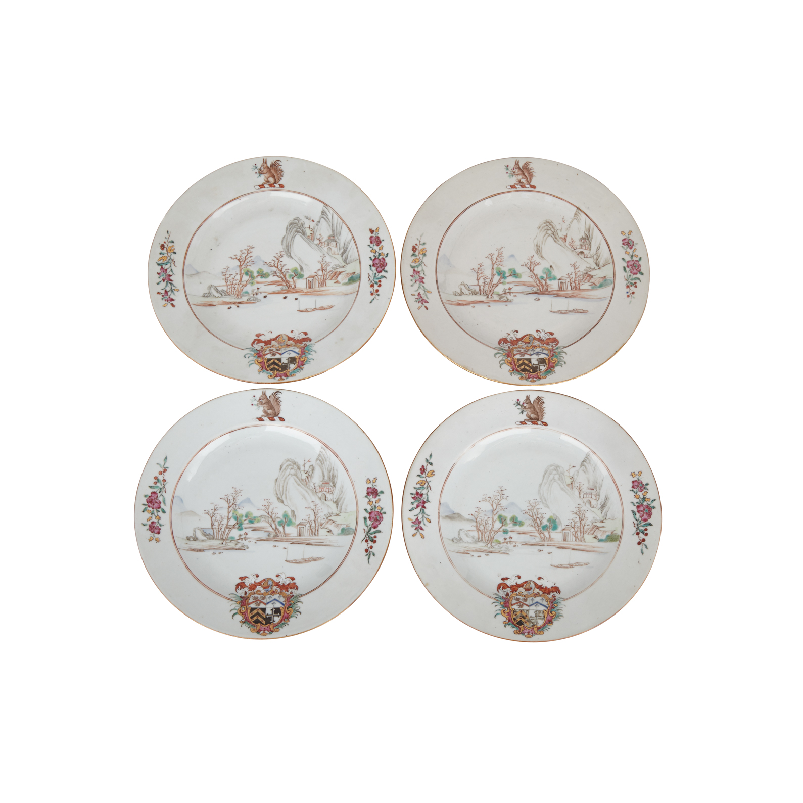 Set of Four Export Armorial Plates, 18th Century