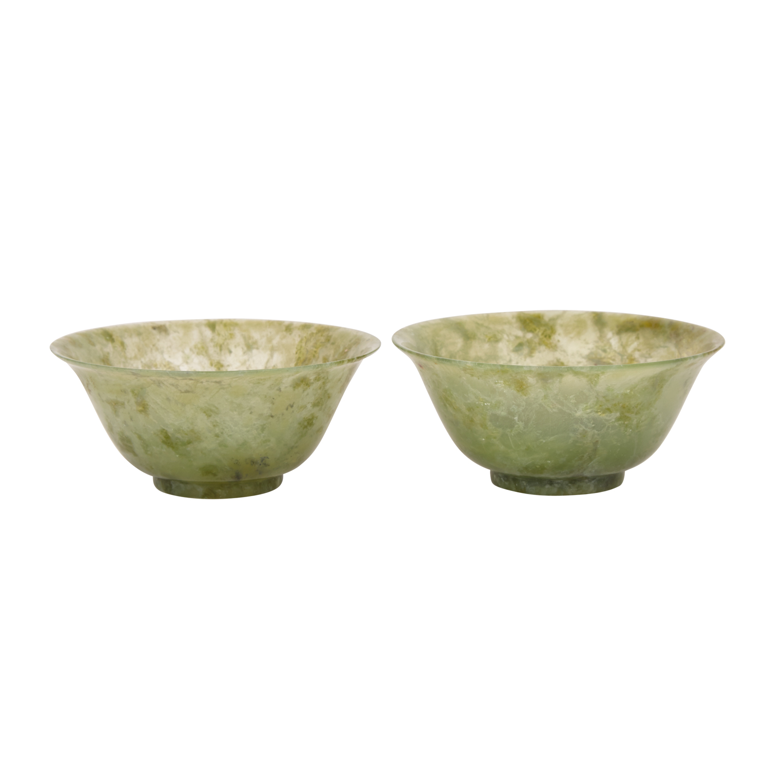 Pair of Spinach Jade Bowls, 19th/20th Century