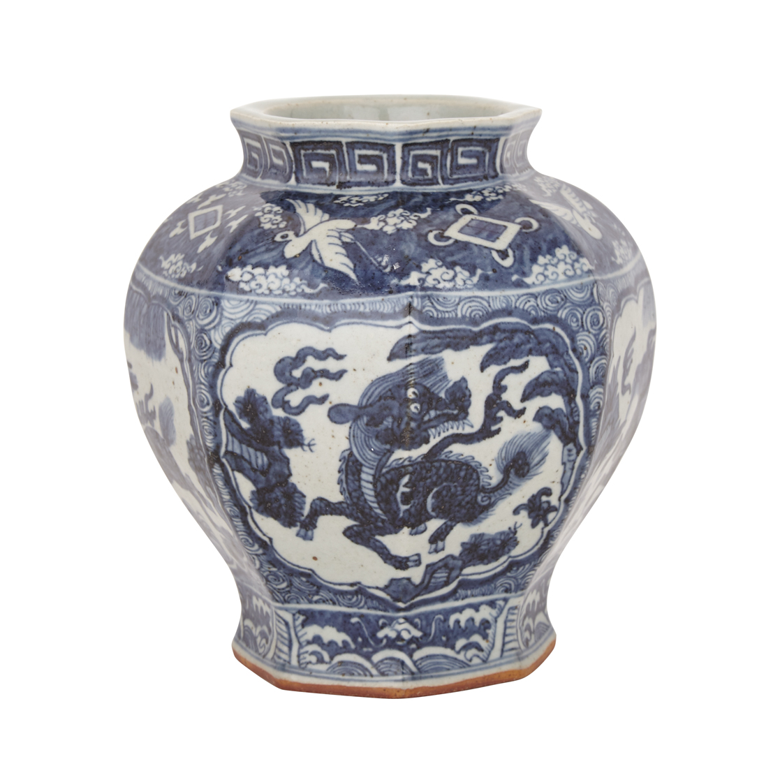 Octagonal Blue and White Vase, Ming Dynasty or Later
