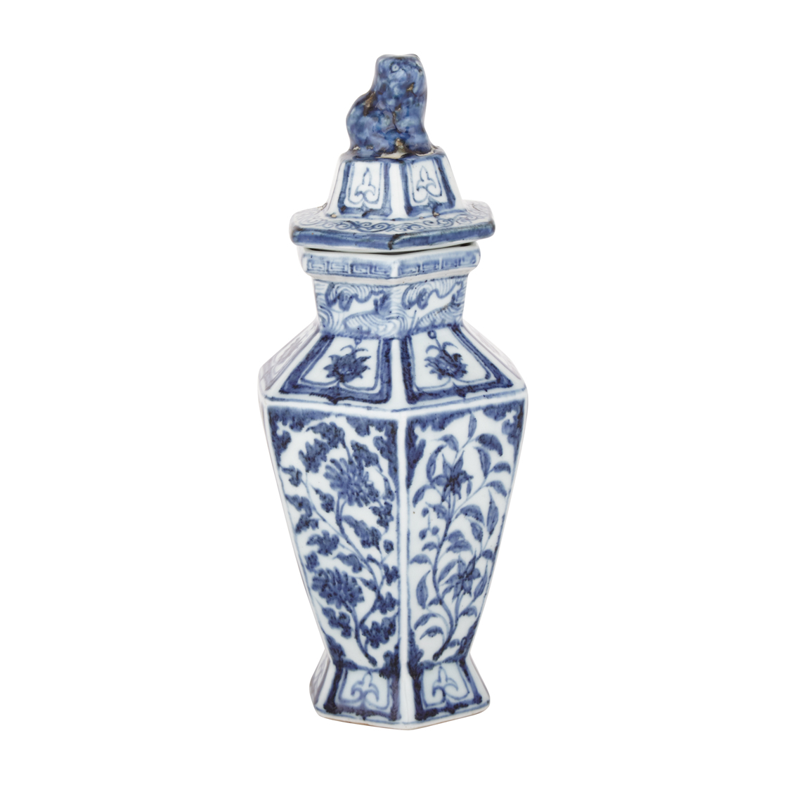 Hexagonal Ming-Style Blue and White Vase