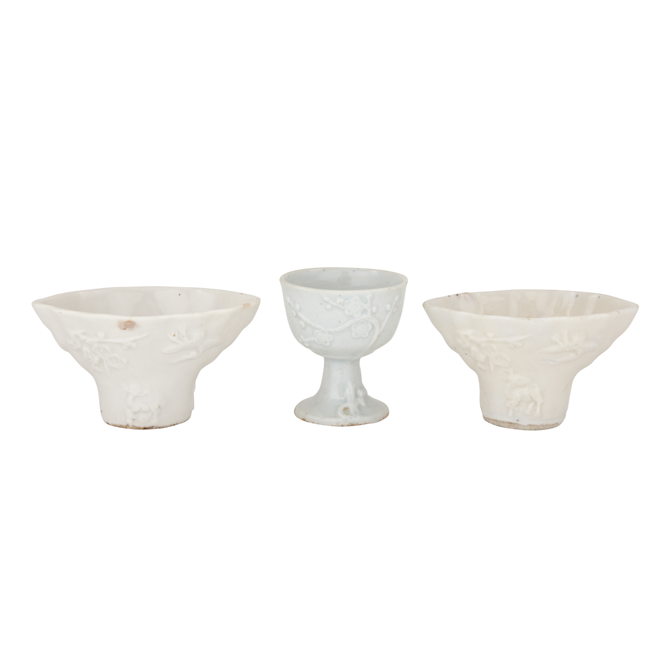 Three Blanc de Chine Dehua Libation Cups, 17th and 18th Century