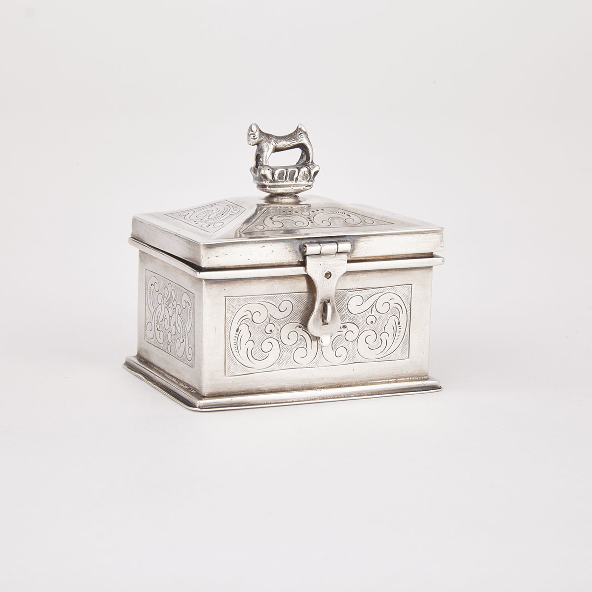 Spanish Silver Traveling Inkwell, F. Farrés, early 19th century
