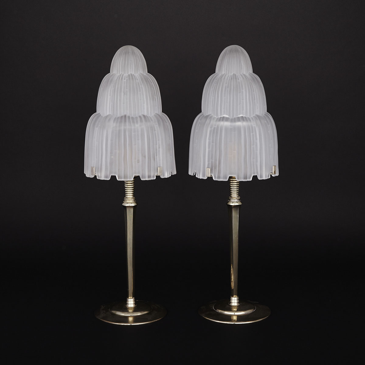 Pair of French Art Deco Table Lamps by Marius Ernest Sabino (1878-1961)