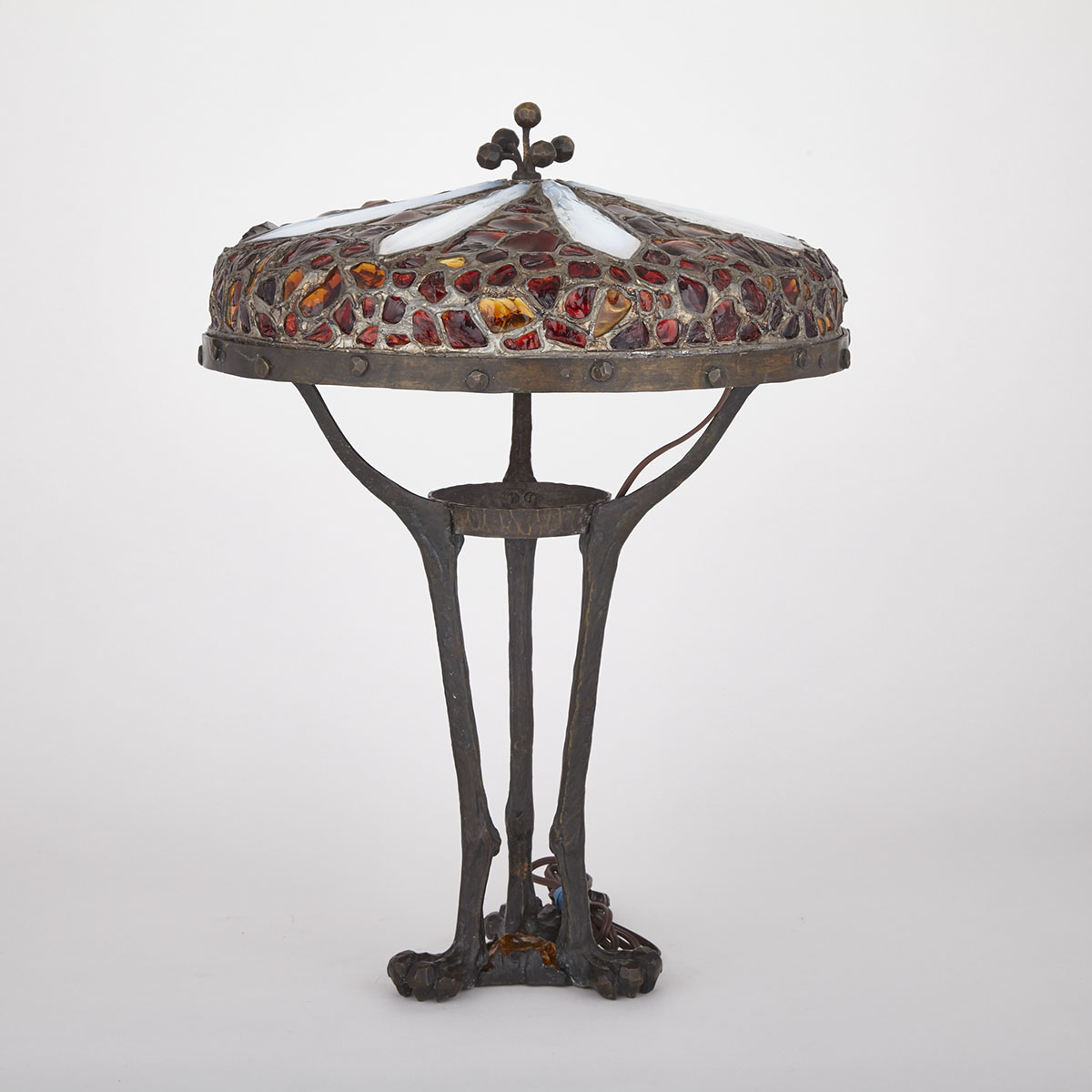 Austrian Patinated Bronze and Glass ‘Chunk Jewel’ Table Lamp, c.1890