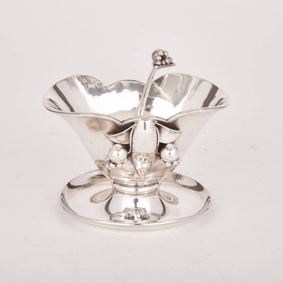 Canadian Silver Sauce Boat with Ladle, Carl Poul Petersen, Montreal, Que., mid-20th century