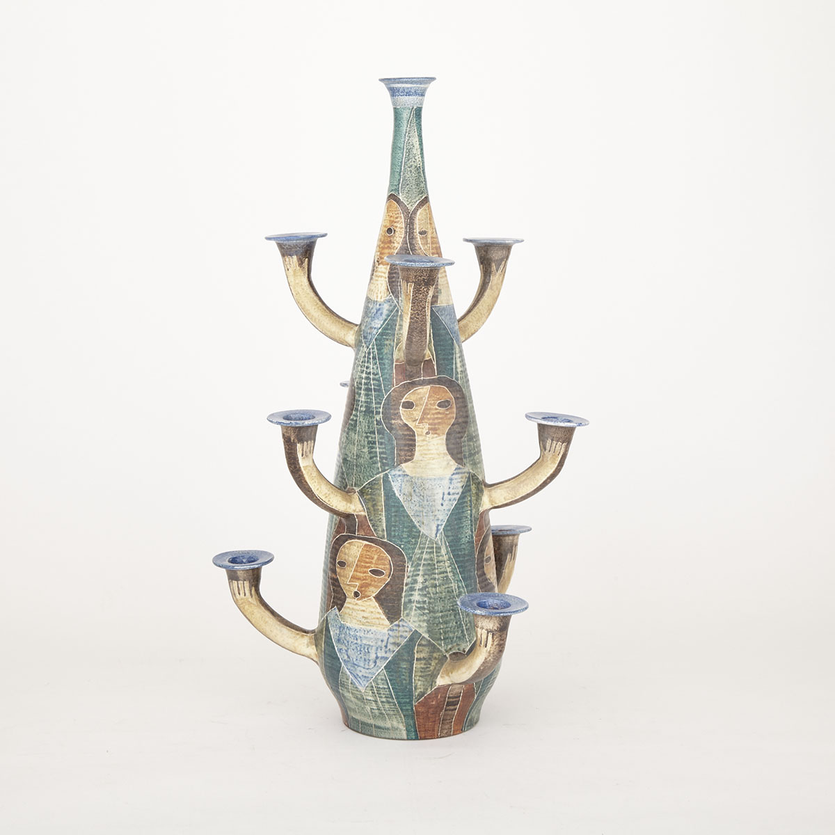 Brooklin Pottery Ten-Light Candelabrum, Theo and Susan Harlander, 1960s
