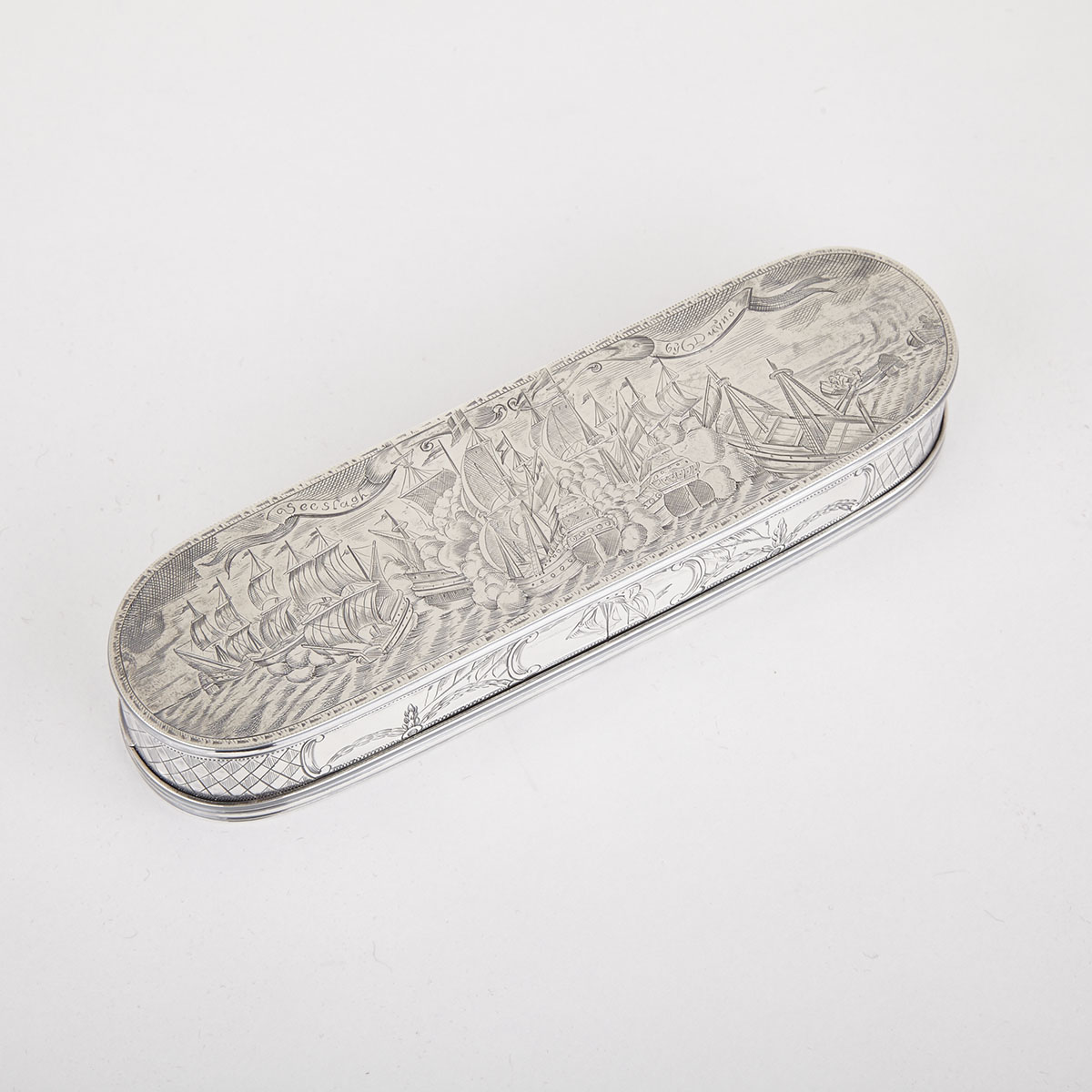 Dutch Silver Oval Tobacco Box, late 19th/early 20th century