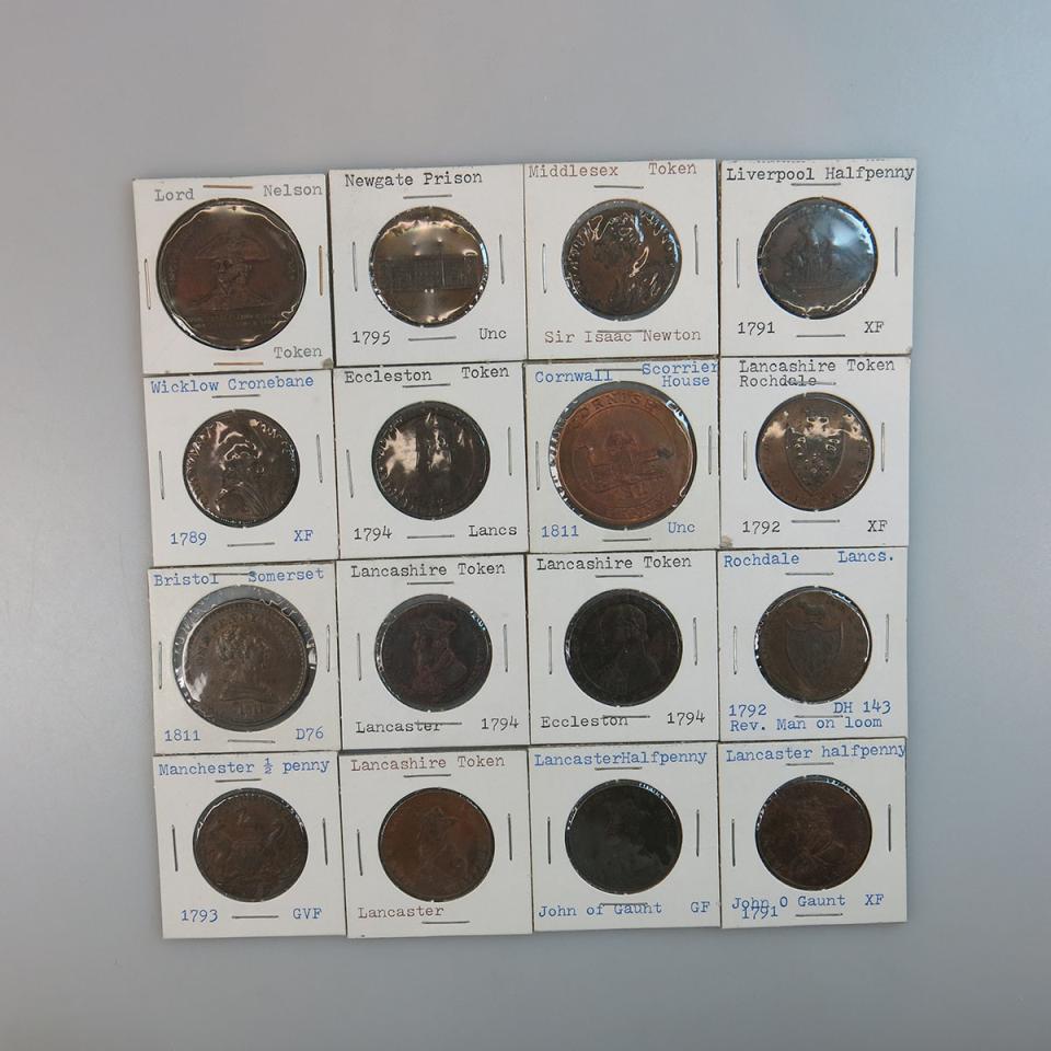 Sixteen British 18th And 19th Century Tokens